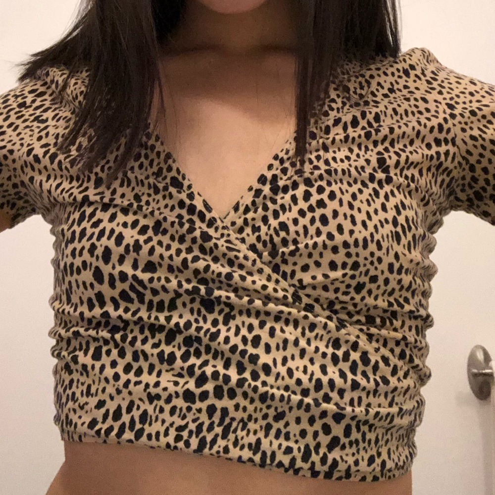 Rare Brandy Melville leopard wrap top